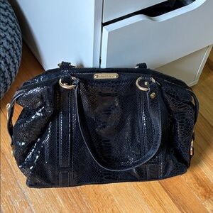 NWOT: Michael Kors Python Embossed Black Patent Leather Satchel